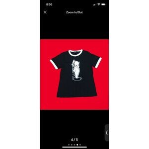 Dollskill women’s Small Black top tshirt Cute Cherub Baby Angel Elliot w/ white